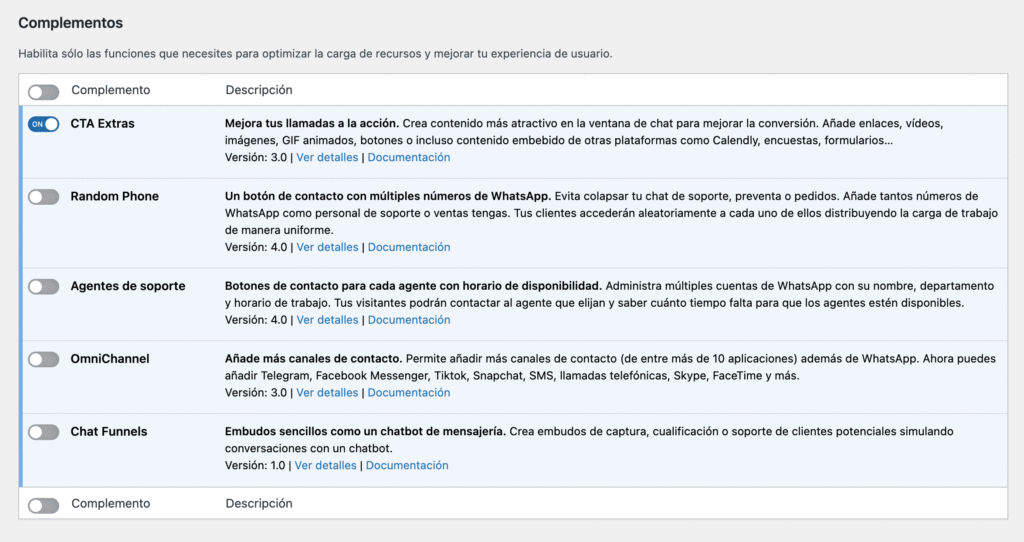 activacion cta extras